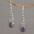 Amethyst dangle earrings, 'Dangling Vines' - Handcrafted Amethyst and Sterling Silver Dangle Earrings (image 2) thumbail