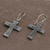Sterling silver dangle earrings, 'Cross Pathways' - Handcrafted Sterling Silver Cross Dangle Earrings (image 2d) thumbail