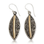 Sterling silver and gold accent dangle earrings, 'Luminous Shields' - Sterling Silver Dangle Earrings with 18k Gold Accents