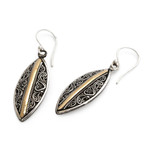 Sterling silver and gold accent dangle earrings, 'Luminous Shields' - Sterling Silver Dangle Earrings with 18k Gold Accents