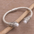 Cultured pearl cuff bracelet, 'Forest Gleam' - Cultured Pearl Leaf Motif Cuff Bracelet from Bali thumbail