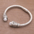 Cultured pearl cuff bracelet, 'Forest Gleam' - Cultured Pearl Leaf Motif Cuff Bracelet from Bali (image 2b) thumbail
