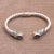 Amethyst cuff bracelet, 'Floral Iridescence' - Amethyst and Sterling Silver Floral Cuff Bracelet from Bali (image 2b) thumbail