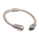 Blue topaz cuff bracelet, 'Sky Weave' - Blue Topaz and Sterling Silver Cuff Bracelet from Bali