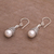 Cultured pearl dangle earrings, 'Snake Guardians' - Cultured Pearl Snake Dangle Earrings from Bali (image 2d) thumbail