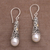 Gold accented cultured pearl dangle earrings, 'Dazzling Swirls' - Gold Accent Cultured Pearl Dangle Earrings from Bali (image 2c) thumbail