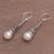 Cultured pearl dangle earrings, 'Simply Luminous' - Cultured Pearl and Sterling Silver Dangle Earrings from Bali (image 2d) thumbail