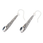 Gold-accented blue topaz dangle earrings, 'Beautiful Secret' - Gold-accented Blue Topaz Dangle Earrings from Bali