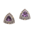 Gold accent amethyst button earrings, 'Mystic Force' - Gold Accent Amethyst Button Earrings from Bali thumbail
