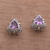Gold accent amethyst button earrings, 'Mystic Force' - Gold Accent Amethyst Button Earrings from Bali (image 2b) thumbail