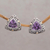 Gold accent amethyst button earrings, 'Mystic Force' - Gold Accent Amethyst Button Earrings from Bali (image 2c) thumbail