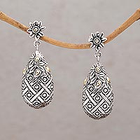 Gold accented sterling silver dangle earrings, 'Passion Berries' - Gold Accent Floral Sterling Silver Dangle Earrings from Bali