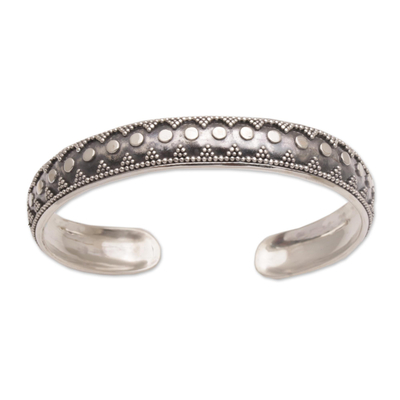 Sterling Silver Circle Motif Cuff Bracelet from Bali