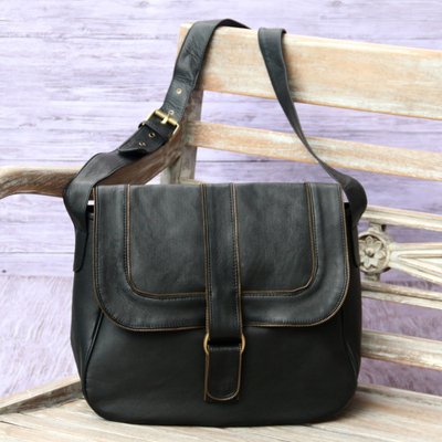 Leather sling, Stylish Companion in Onyx