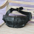 Leather waist bag, 'Uncharted' - Black Leather Fanny Pack Waist Bag with Pockets and Buckle thumbail