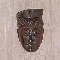 Wood mask, 'Chinese Emperor' - Hand Carved Wood Mask of Chinese Emperor