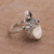 Amethyst cocktail ring, 'White Knight' - Carved Bone Cocktail Ring with Amethyst Gems (image 2c) thumbail