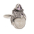 Amethyst cocktail ring, 'White Knight' - Carved Bone Cocktail Ring with Amethyst Gems (image 2e) thumbail