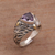 Amethyst and gold accent single stone ring, 'Deep Roots' - Sterling Silver and Amethyst Ring with 18K Gold Accents (image 2) thumbail