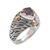 Amethyst and gold accent single stone ring, 'Deep Roots' - Sterling Silver and Amethyst Ring with 18K Gold Accents thumbail