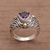 Amethyst and gold accent single stone ring, 'Deep Roots' - Sterling Silver and Amethyst Ring with 18K Gold Accents (image 2c) thumbail