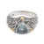 Ring mit einem einzelnen Stein aus blauem Topas und Goldakzent - Ring aus blauem Topas und Sterlingsilber mit Akzenten aus 18-karätigem Gold