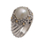 Cultured pearl and gold accent cocktail ring, 'Daisy Glow' - Handmade Cultured Pearl Cocktail Ring with Floral Motifs thumbail