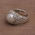 Cultured pearl and gold accent cocktail ring, 'Daisy Glow' - Handmade Cultured Pearl Cocktail Ring with Floral Motifs (image 2d) thumbail