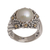 Cultured pearl and gold accent cocktail ring, 'Daisy Glow' - Handmade Cultured Pearl Cocktail Ring with Floral Motifs (image 2e) thumbail