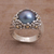 Cultured pearl cocktail ring, 'Dusky Daisy' - Blue Cultured Pearl Cocktail Ring with Floral Motifs (image 2b) thumbail