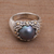 Cultured pearl cocktail ring, 'Dusky Daisy' - Blue Cultured Pearl Cocktail Ring with Floral Motifs (image 2c) thumbail