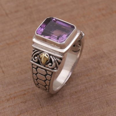 Amethyst Gold Accent and Sterling Silver Single Stone Ring - Purple  Extravaganza | NOVICA