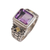 Amethyst and gold accent single stone ring, 'Purple Extravaganza' - Amethyst Gold Accent and Sterling Silver Single Stone Ring thumbail