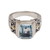 Gold accented blue topaz single stone ring, 'Blue Extravaganza' - Handmade Blue Topaz Single Stone Ring with Gold Accents (image 2f) thumbail