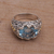 Gold accented blue topaz cocktail ring, 'Ornate Majesty' - Handmade Sterling Silver and Blue Topaz Single Stone RIng (image 2c) thumbail