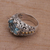 Gold accented blue topaz cocktail ring, 'Ornate Majesty' - Handmade Sterling Silver and Blue Topaz Single Stone RIng (image 2d) thumbail