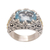 Gold accented blue topaz cocktail ring, 'Ornate Majesty' - Handmade Sterling Silver and Blue Topaz Single Stone RIng (image 2e) thumbail