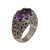 Gold accented amethyst cocktail ring, 'Ornate Majesty' - Amethyst Gold Accent and Sterling Silver Single Stone Ring thumbail