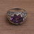 Gold accented amethyst cocktail ring, 'Ornate Majesty' - Amethyst Gold Accent and Sterling Silver Single Stone Ring (image 2b) thumbail
