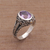 Amethyst and gold accent single stone ring, 'Princess of Vines' - Amethyst Gold Accent and Sterling Silver Single Stone Ring thumbail