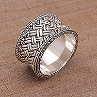 Sterling silver band ring, 'Silver Strands' - Handmade Sterling Silver Band Ring from Indonesia