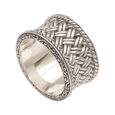 Sterling silver band ring, 'Silver Strands' - Handmade Sterling Silver Band Ring from Indonesia
