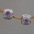 Amethyst button earrings, 'Bamboo Shade' - Amethyst and Sterling Silver Button Earrings from Bali (image 2) thumbail