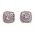 Amethyst button earrings, 'Bamboo Shade' - Amethyst and Sterling Silver Button Earrings from Bali thumbail