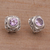Amethyst button earrings, 'Bamboo Shade' - Amethyst and Sterling Silver Button Earrings from Bali (image 2c) thumbail