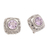 Amethyst button earrings, 'Bamboo Shade' - Amethyst and Sterling Silver Button Earrings from Bali (image 2d) thumbail