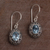 Blue topaz dangle earrings, 'Butterfly Haven' - Blue Topaz and Sterling Silver Floral Earrings from Bali (image 2c) thumbail