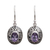 Amethyst dangle earrings, 'Butterfly Haven' - Amethyst and Sterling Silver Floral Earrings from Bali thumbail