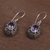 Amethyst dangle earrings, 'Butterfly Haven' - Amethyst and Sterling Silver Floral Earrings from Bali (image 2c) thumbail