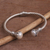 Cultured pearl cuff bracelet, 'Bright Glow' - Handcrafted Cultured Pearl and Sterling Silver Cuff Bracelet (image 2) thumbail